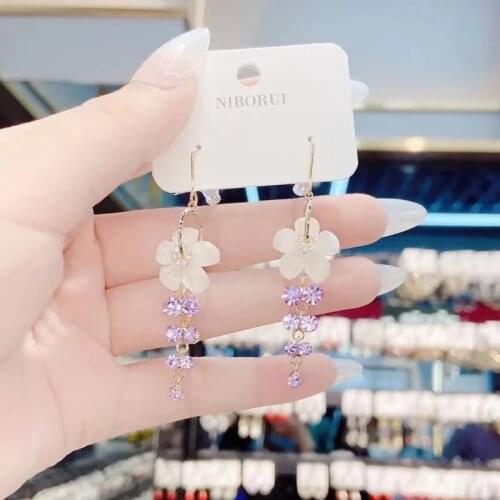 Fashionable Simple Elegant Purple Acrylic Pendant Flower Earrings Womens Personality Trend Birthday Gift Exquisite Jewelry