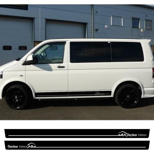 2PCS Car Door Side Decals Outdoor Edition For Volkswagen VW Multivan Transporter Caravelle T5 T6 Skirt Stickers Auto Accessories