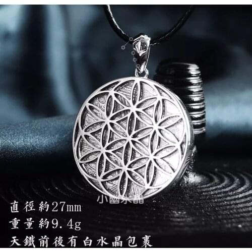 Genuine Natural Gibeon Meteorite Moldavite For Women Men Necklace 27mm Silver Jewelry Flower Carved Powerful Pendant AAAAA