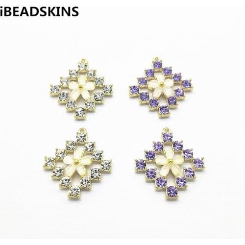 New arrival! 26x24mm 50pcs Resin/Rhinestone Square shape charm for hand Made Earrings parts DIY/ Jewelry Findings & Components