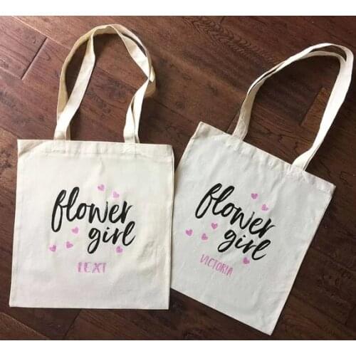Personalize flower girl wedding tote bags, Maid of Honor Tote Bags, bridesmaid canvas Tote Bags, birthday gifts Tote bags