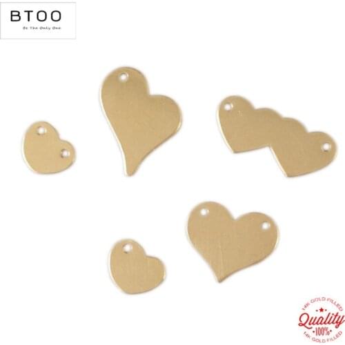 10PCS Heart 14K Gold Filled Pendant Heart Charm Jewelry for DIY Bracelet Necklace Making Jewelry Findings