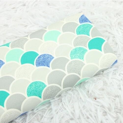Half Meter 100% Cotton Twill Thicken Cloth With Fish Scale Print, Handmade DIY Bag Sofa Pillow Cloth