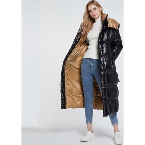 Mid-length down jacket 2020 new commuter thickened warm white duck down over-the-knee down jacket 492g straight jacket Zipper