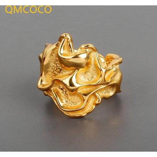 QMCOCO New Style Fashionable Design Vintage Do Old Irregular Texture Jewelry Simple Fashion Women Opening Adjustable Ring