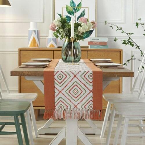 Color Mixture Table Runner Mordern Fashion Design Handmade Tassels Plaid Paino Cover Bed Flag chemin de table de mariage T249