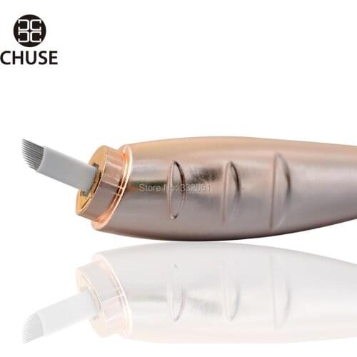 CHUSE M66 Microblading Pen 12 SLOPED Disposable pencil With Sterilized Microblades Silver and Gold colors for option blades PMU
