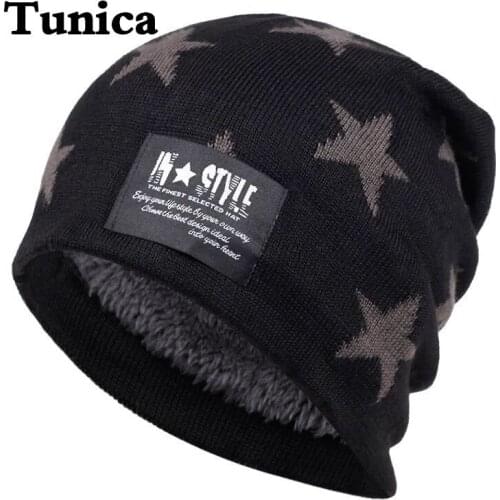 Fashion five pointed star style beanies hat autumn winter thick knit warm hats outdoor windproof cold ski beanies Skullies hats