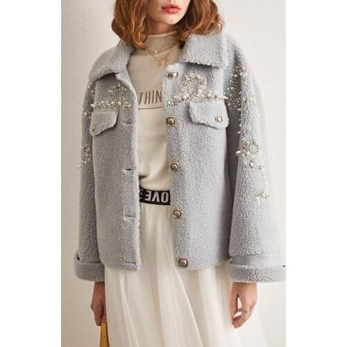 Granular sheep shearing coat womens fur autumn and winter 2019 new small leisure short style versatile thin short coat