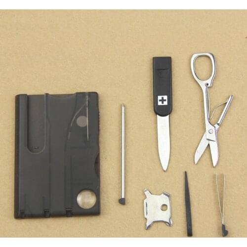 Mini Handy Multifunctional Survival Camping Tool Card Knife LED Light Magnifier