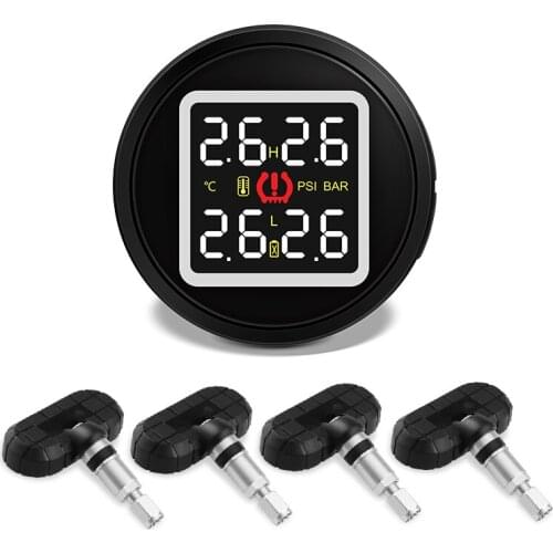 D580C-NF+ Smart Car TPMS Tire Pressure Monitoring System With USB Charging Port And 4 Built In Self Replaceable Battery Sensors
