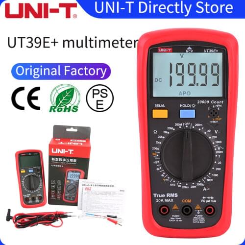 UNI-T UT39E+ high precision True RMS manual range multimeter; digital display electrician multimeter with protection