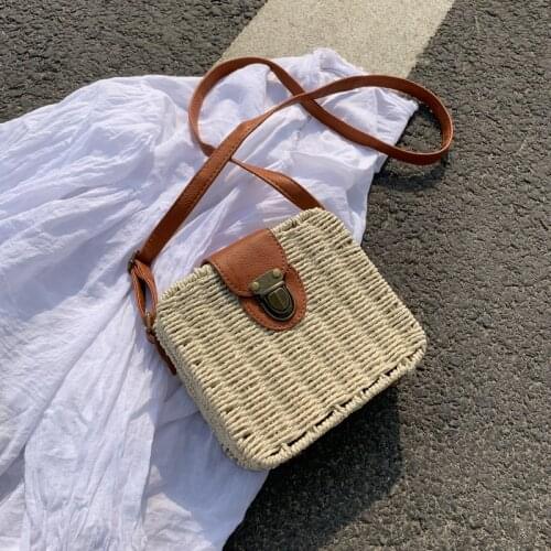 Box Vintage Casual Shoulder Bags Summer Rattan Handbags Designer Straw Bag For Women Fashion Bohemian Handmade Woven Beach Bags