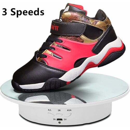 3 Speeds 20cm Electric Rotating Display Stand Mirror 360 Degree Turntable Jewelry Holder Battery for Photography Video Shooting