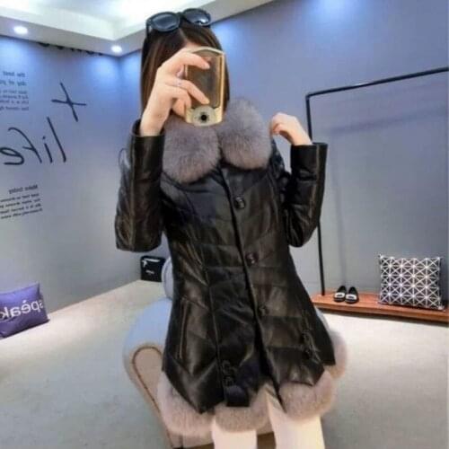 Women Fake Fur Collar Faux Leather Jacket Coats 2021 Winter Coat Slim Short Female PU Leather Jacket Ladies Outwear X65