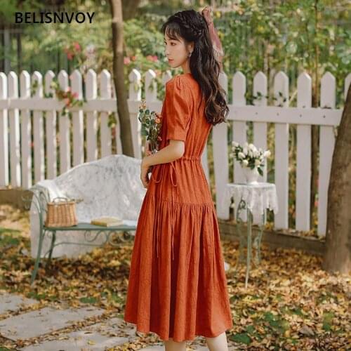 Korean Drawstring Slim High Waist Elegant Dresses Puff Sleeve V-neck Ruffles Women Dress Elegant Chic A-line Vestidos Mujer