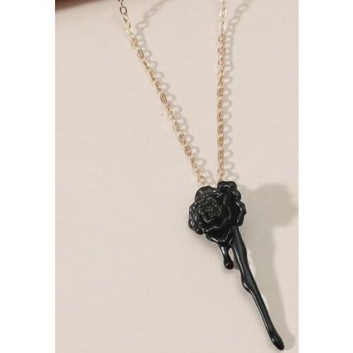 Bleeding Rose Flower Necklace Choker Vintage Red Black Flower Necklace For Women Jewelry Charms Necklaces & Pendants Colar Kolye