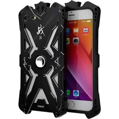 Zimon Fashion Aluminum Metal TPU Silicone Frame Shockproof Back Cover For iPhone7 7Plus Magnetic Ring Phone Case For iPhone8Plus