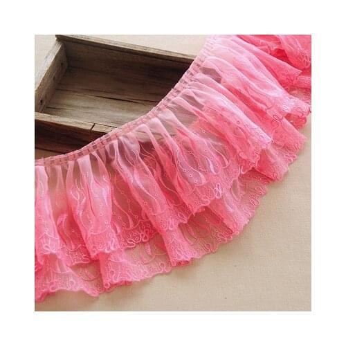 1meter 15cm Wide Pink Purple Apricot Floral Lace Trim Fabric for Wedding Dress Trouser Leg Wrist Sewing Diy Clothing Accessories