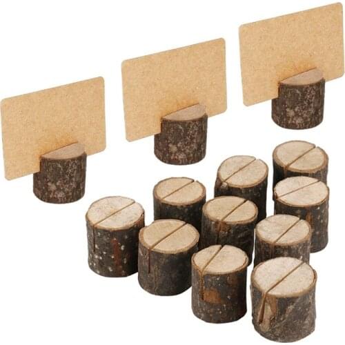 10Pcs Wood Place Card Holders Rustic Table Number Holders Wedding Party Table Name Stands Photo Memo Note Holder Decor Supplies