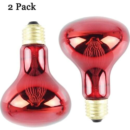 100W 2 Pack Infrared Heat Lamp Bulb Red Light Heat Bulbs for Pet Lizards Bearded Dragons Chameleons Snakes Reptiles & Amphibians