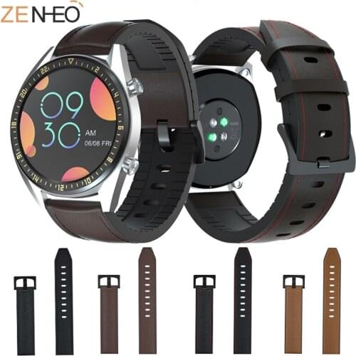 20mm 22mm High-end retro Leisure silicone +Leather Watchband for Samsung Galaxy Watch Active2 40 44mm/Huawei watch gt 2e