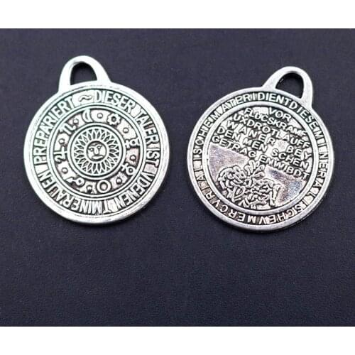 WKOUD 4pcs Silver Plated *DIESER TALERIST VDENEN TMINERALIEN PREPARIERT* Charm Necklace Bracelet DIY Pendant 30*25mm