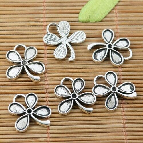 40pcs tibetan silver tone lucky leaf design charms EF2239