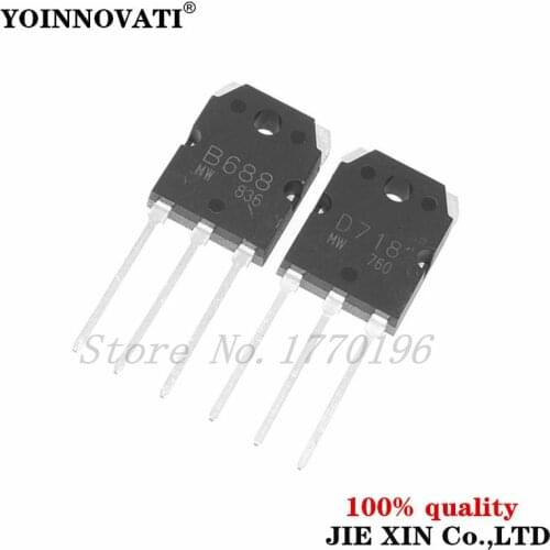! 50pairs 2SB688 + 2SD718 ,50PCS B688 +50PCS D718 ,ALL 100PCS POWER TRANSISTORS(8A,120V,80W)