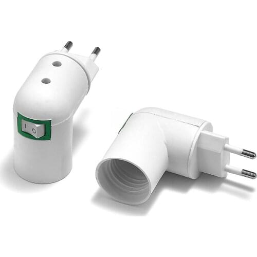 High Quality E27 To EU Adapter E26 To EU Lamp Adapter Converter Holder Base Socket LED Bulb Light E27 Socket With ON/OFF Switch