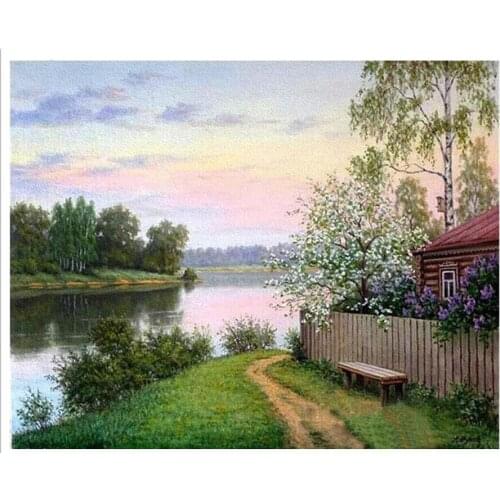 Lake natural scenery diamond embroidery full rhinestone diamond mosaic diamond painting cross stitch kit home decoration FG1833