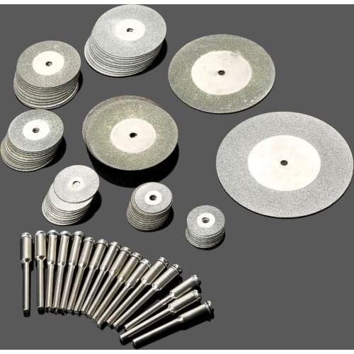 72Pcs 16/18/20/25/30/35/40/50/60mm Diamond Cutting Discs Mini Circular Saw Blade with 16Pcs Shaft Rotary Tool Grinding Wheel Kit