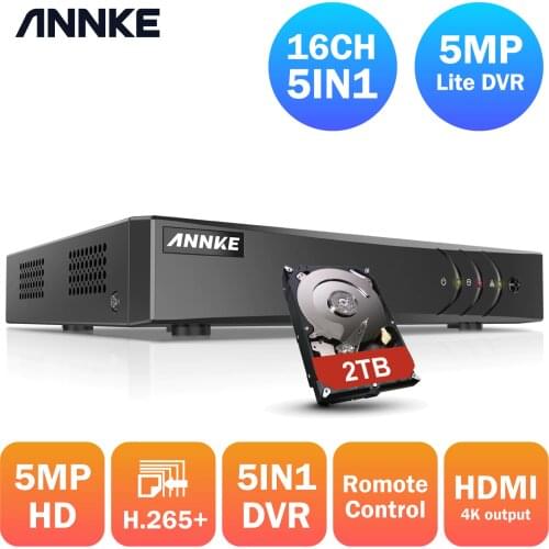 ANNKE 16CH 3MP 5in1 HD TVI CVI AHD IP Security DVR Recorder H.265 Digital Video Recorder Motion Detection=HIK DS-7216HQHI-F1/N
