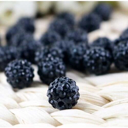 8mm 50pcs/lot Black Clay Pave Disco Rhinestone Crystal Beads Favor Jewelry Making Accessories Bracelet Earrings DIY Beads