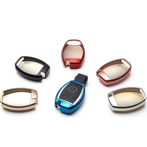 TPU Car Key Cover with PU Leather Car Key Ring Holder for Mercedes Benz W203 W204 W205 W211 W212 C E S GLA AMG CLK ML SLK