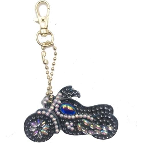 DIY Diamond Keychain Motorcycle Special Shaped Diamond Painting Keyring Keychains Cross Stitch Embroidery Women Bag Key Chain