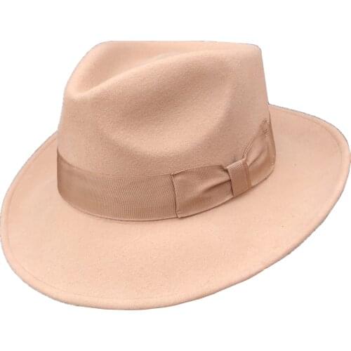 Wool Felt Camel Color Crushable Fedora Hats For Men Women