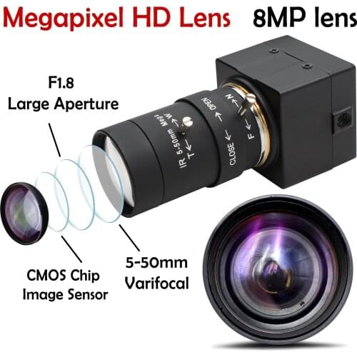 8MP 3264X2448 USB Webcam Camera 5-50mm Manual Varifocal CS lens HD USB Industrial Surveillance Video USB Camera