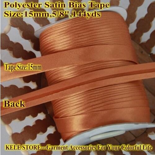 Free shipping-Polyester Satin Bias Tape,Bias Binding tape,size:15mm1.5cm,5/8" 144yds/lot,sewing fold tape,sewing edge bias Brown