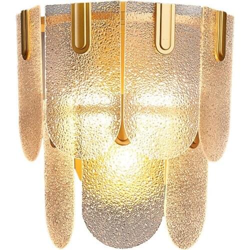 Postmodern creative living room background wall glass wall lamp bedroom bedside study model room wall lamp