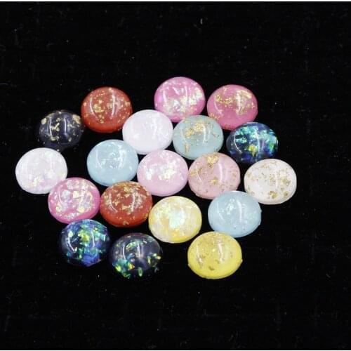 20pcs/lot 12mm Flatback Round Synthetic Opal Stone with Gold Foil Resin Cabochon Cameo Bead Fit DIY Earring Jewelry Making Craft