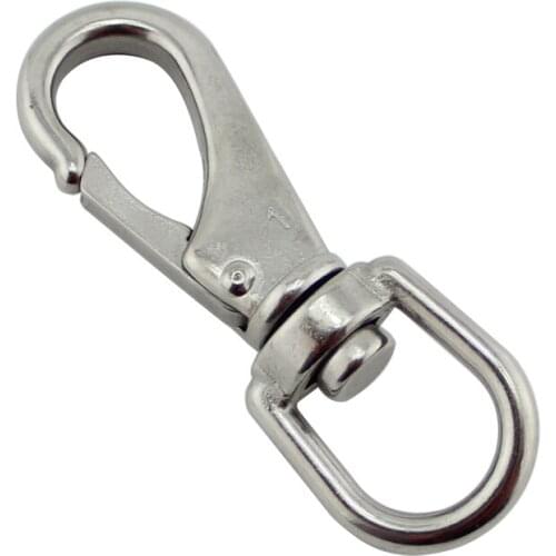 Multi-use Boat Swivel Eye Snap Hook Size Silver 304/316 Stainless Steel Quick Release Dog Chain Bolted Carabiner 1#(88mm)