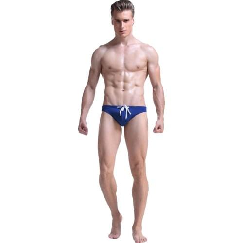 Man Swimwear Pure Color Underwear Elastic Waistband Drawstring Closure Casual Swimming Beach Bikini Briefs Underpants for Summer