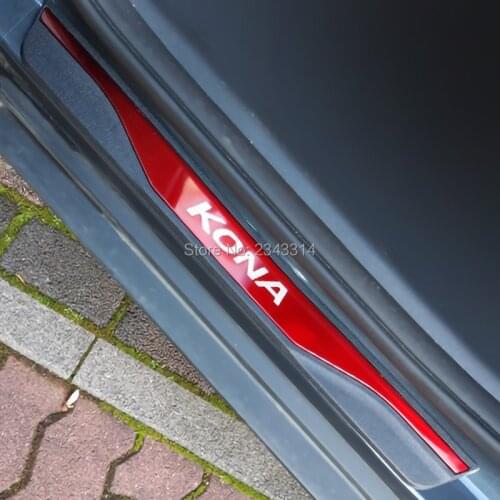 For Hyundai Kona Electric 2017-2020 Accessory Stainless Door Sill Kick Scuff Plate Guard Pedal Protector Trim Cover Car Styling