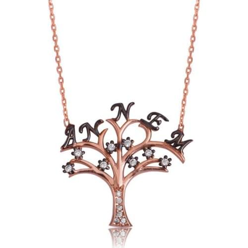 Real Silver 925 Jewelry Silver Mom Written Life Tree Women 'S Necklace