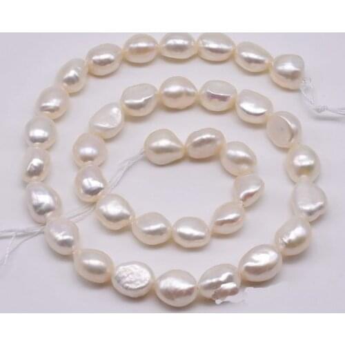 New Arriver Loose Pearl Jewellery,9-10MM White Long Drilled Real Freshwater Pearl Jewellery,Baroque Nugget Beaded Strand