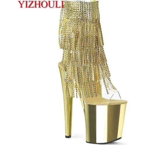 Sexy plating waterproof platform 20cm super high-heeled ladies sandals, 8-inch high-heeled model runway, pole dancing shoes