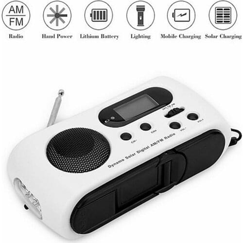 3LED Portable Emergency Lamp Outdoor Hand Crank/Solar/USB Charging Multifunction FM/AM Radio Mobile Phone Charging Camping Light