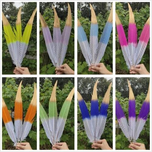 Rare 100 pcs Pretty 65-70cm/26-28inches Natural Silver Pheasant Tail Feather Wedding Party Halloween Home Decoration