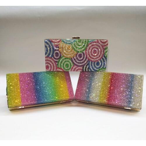 Colorful diamond-studded evening bag new fashion chain handbags ladies box banquet bag rhinestone evening bag clutch bag